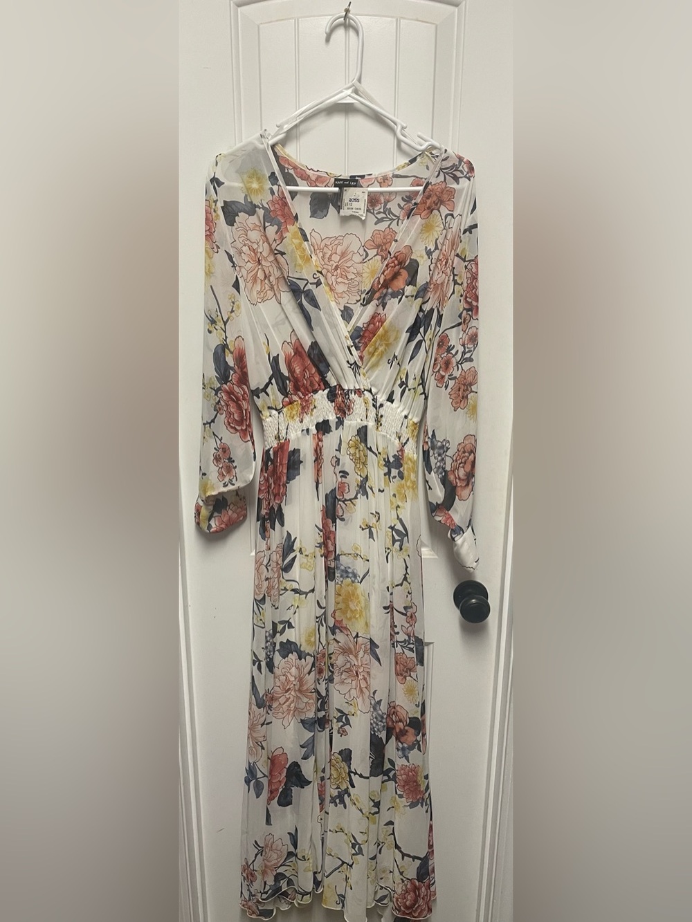Floral Wrap Maxi Dress in Cream and Pink